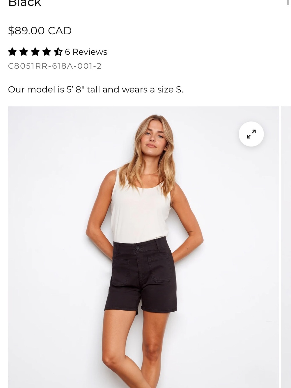 Sz 8⭐️NWT Charlie B  Black Cotton Twill Patch Pocket Shorts. See ⭐️Note